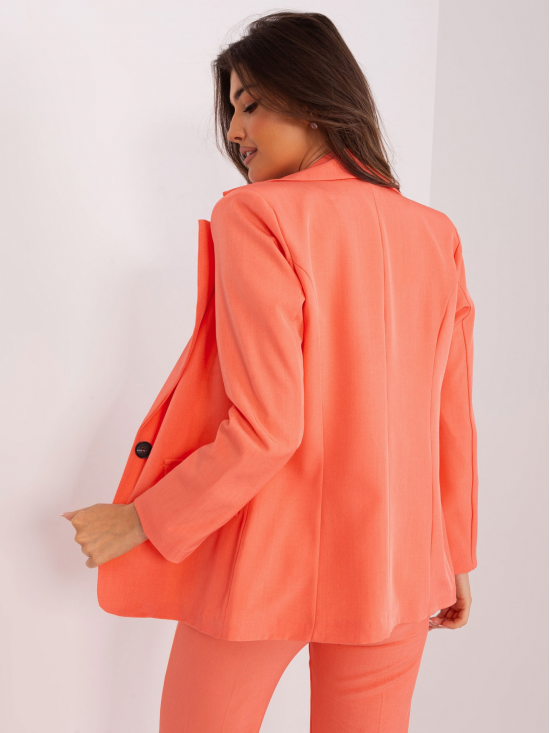 Oranžové dámske elegantné sako so zapínaním na gombíky