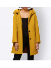 Dizajnový vlnený kabát s kapucňou Linea Tesini, okrovo-žltý
