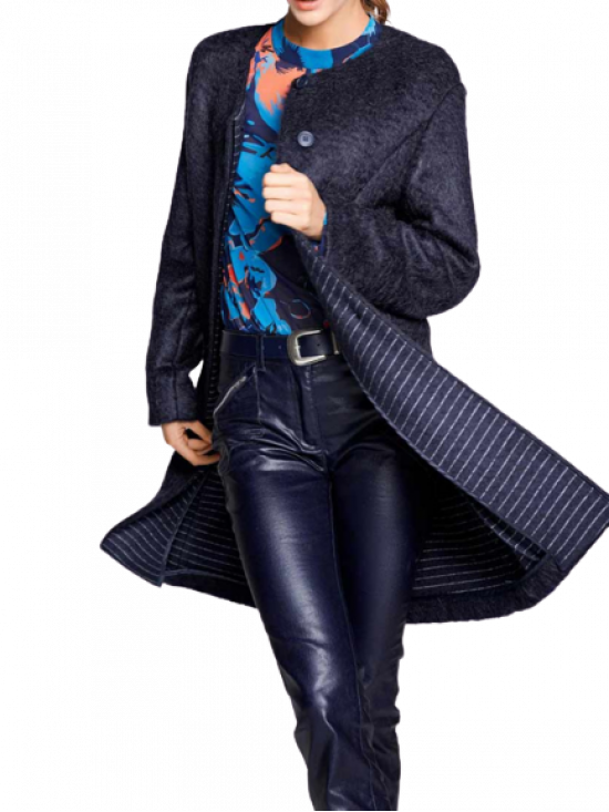 Mohérový flaušový kabát Rick Cardona, modrý