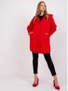 Dámsky teddy coat / kabátik s kapucňou, červený