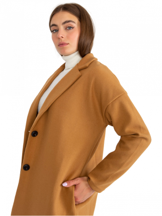 Dámsky Oversize štýlový kabát s dlhými rukávmi, hnedý