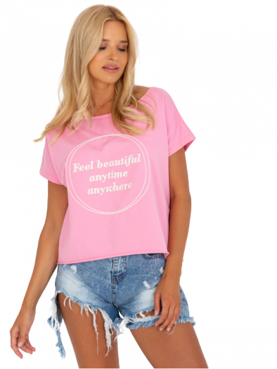Dámske Oversize tričko s výšivkou, ružové