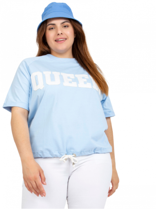 Dámske Oversize tričko s nápisom QUEEN, svetlo modré