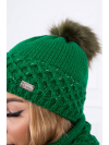 Módna dámska súprava čiapka a šál, zelená