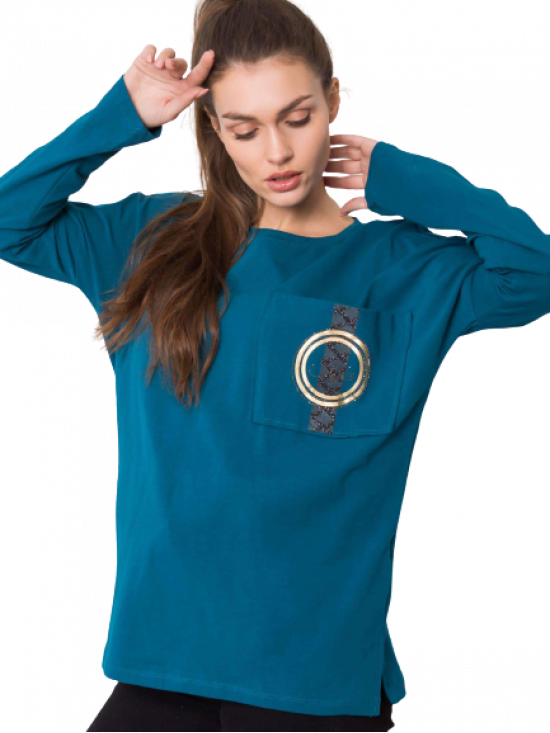 Dámske Oversize tričko s vreckom, morská modrá