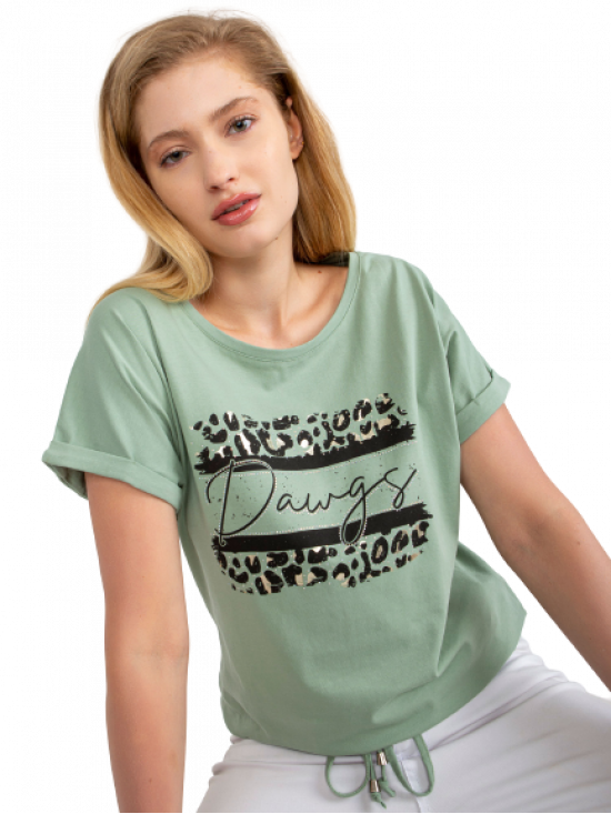Dámske tričko s leopardím vzorom, zelené