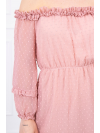 Šifónové dámske šaty s odhalenými ramenami, ružové