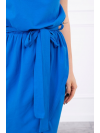 Dámske šaty s viazaním v páse a prekladanou sukňou, modrá nevädza