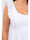 Letné dámske šaty s volánikovými rukávmi, biele