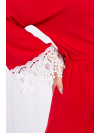 Štýlové dámske šaty s Carmen výstrihom a čipkou, červené