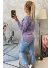 Pletený sveter s výstrihom v tvare V, fialová