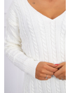 Pletený sveter s výstrihom v tvare V, ecru