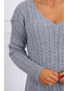 Pletený sveter s výstrihom v tvare V, šedý