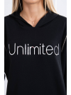 Dámske mikinové šaty s nápisom Unlimited, čierne