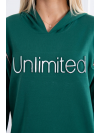 Dámske mikinové šaty s nápisom Unlimited, zelené