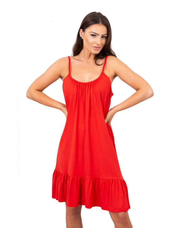 Letné dámske šaty s tenkými remienkami, červené