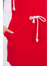 Viazané šaty s kapucňou a vreckami, červené