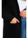 Dámsky sveter s vreckami a kapucňou, čierna