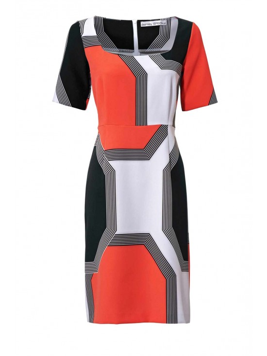 Dizajnové šaty Ashley Brooke, koralovo-čierne