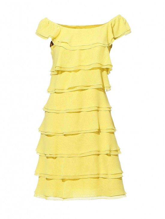 Štýlové volánové šaty Ashley Brooke, žlté