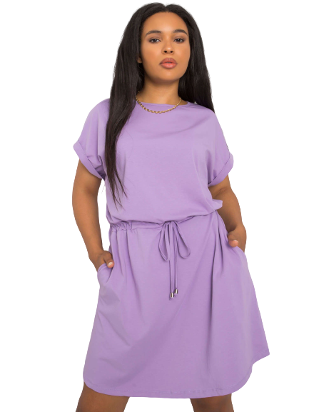 Dámske pohodlné šaty s elastickým opaskom, fialové