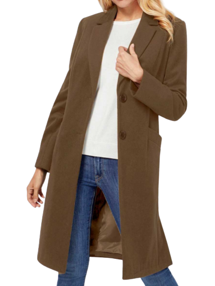 Vlnený kabát Création L, hnedý