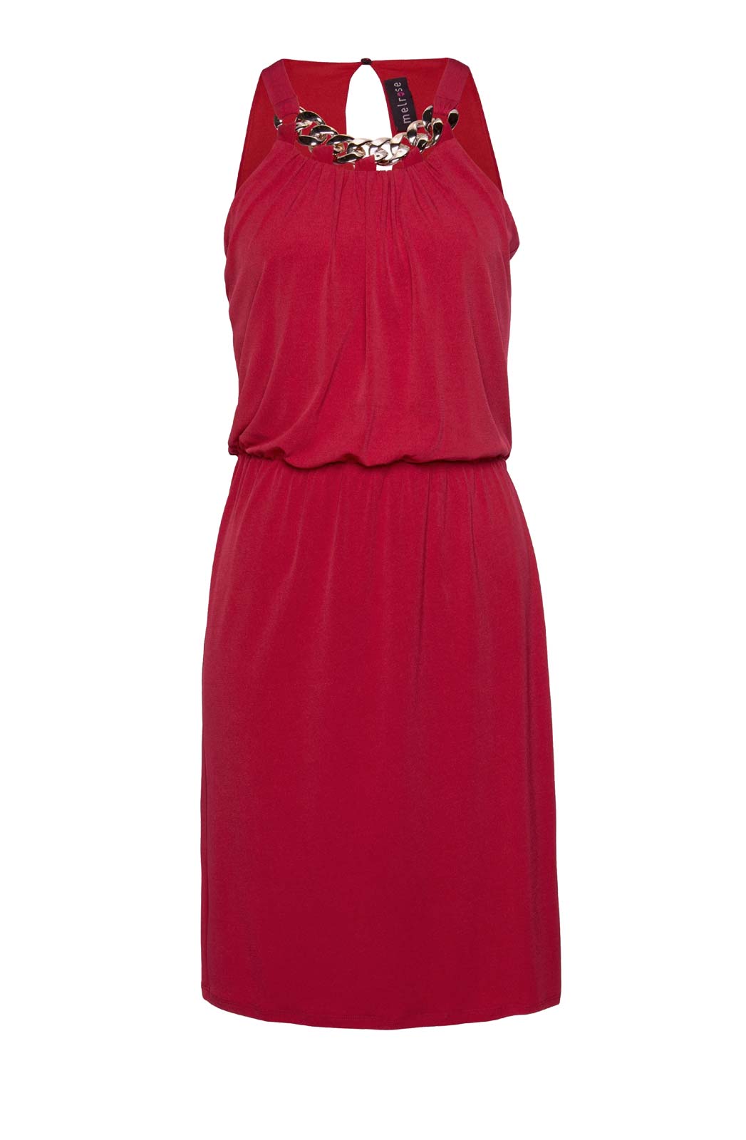 Melrose džersejové šaty s ozdobnou retiazkou, červené