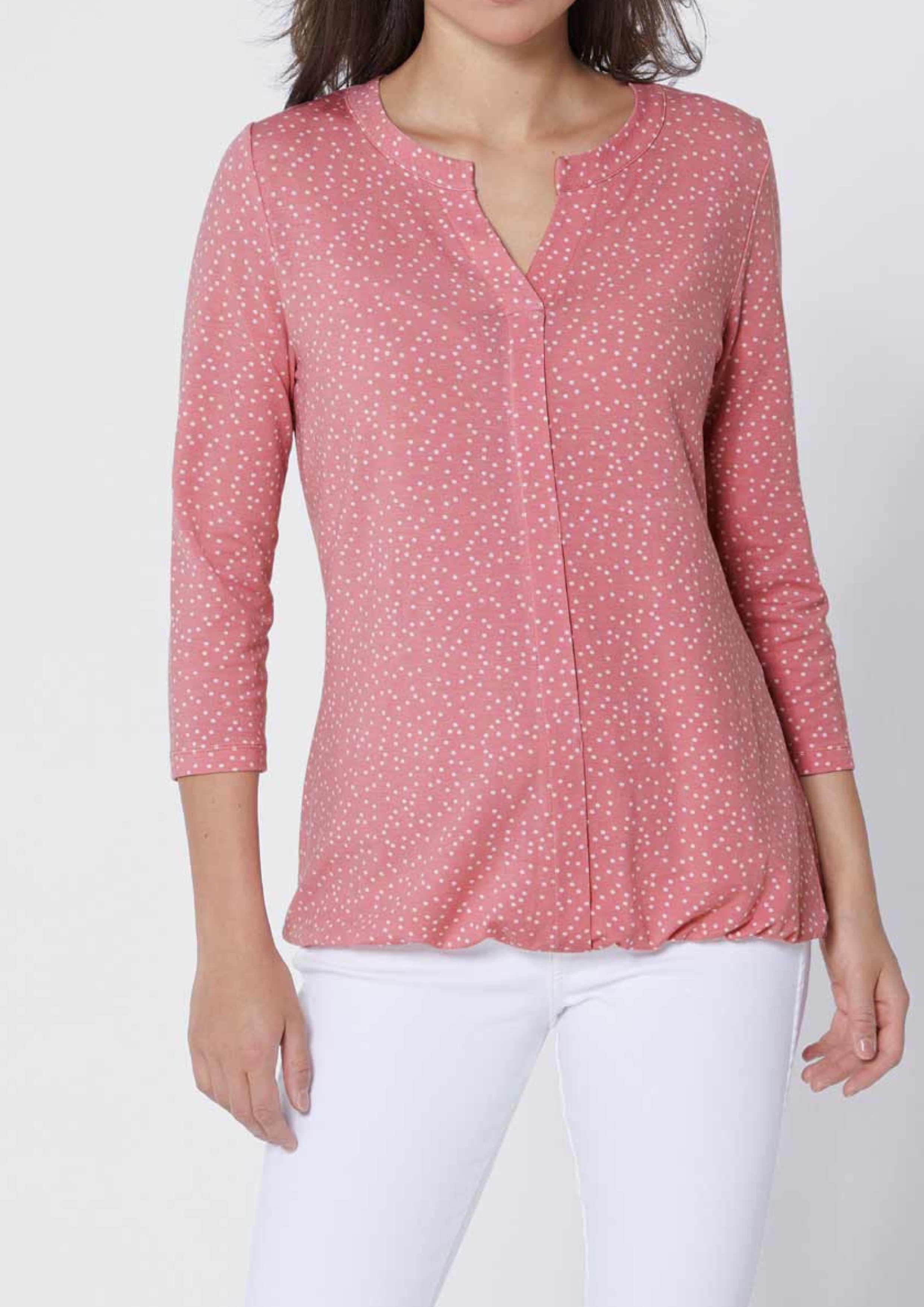 Blúzkové tričko Création L Premium, ružové-ecru