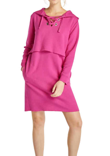 HEINE mikinové šaty s kapucňou, ružové