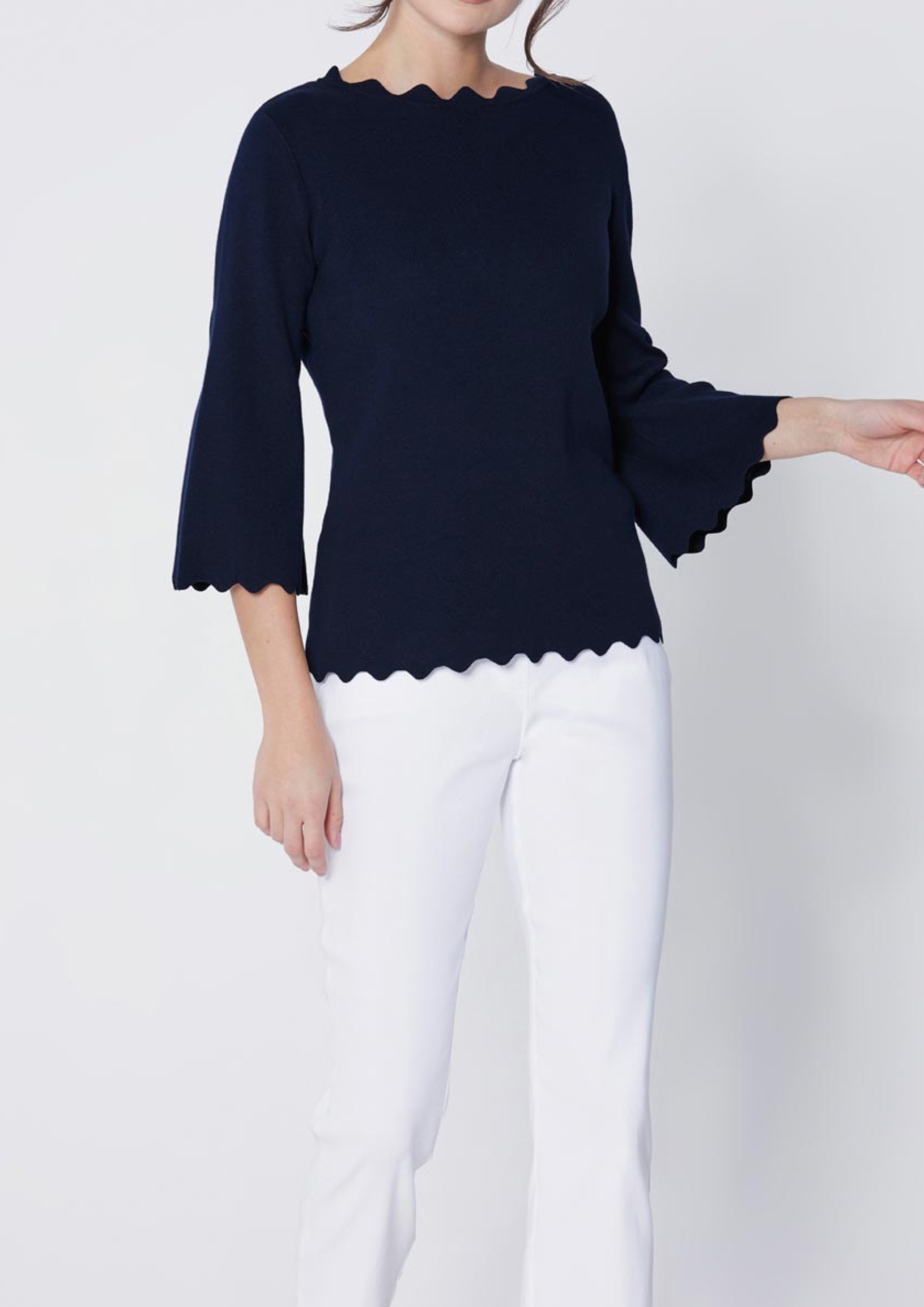 Création L Premium pulóver z hodvábu a bavlny, námornícka modrá
