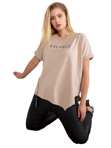 Dámske tričko s nápisom Balance, béžové