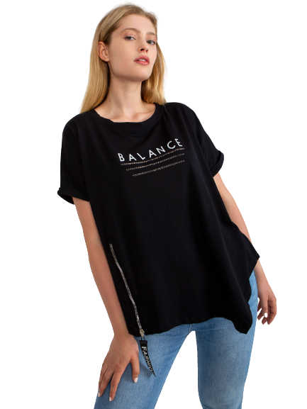 Dámske tričko s nápisom Balance, čierne