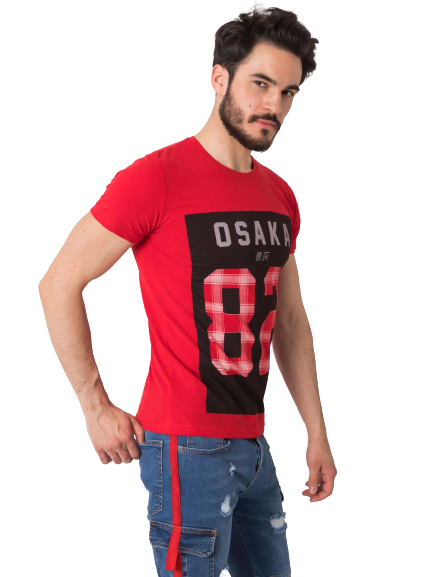 Pánske tričko s nápisom OSAKA 82, červené