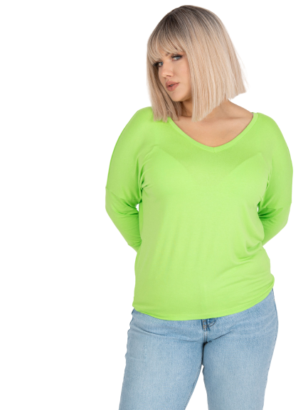 Dámske Oversize tričko s výstrihom v tvare V, jasná zelená