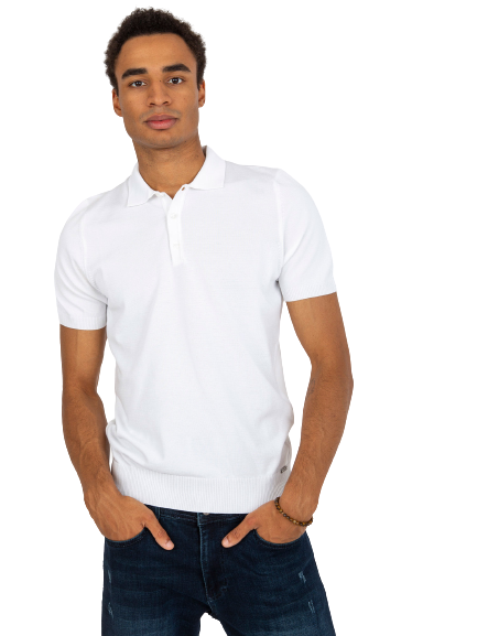 Pánske Polo tričko s lemom, biele