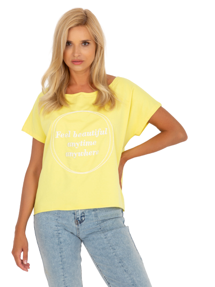 Dámske Oversize tričko s výšivkou, žlté