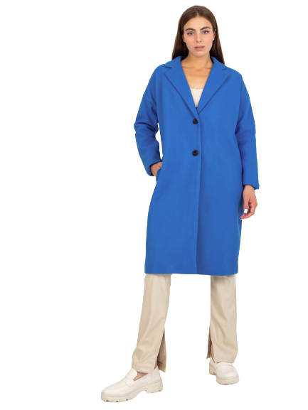 Dámsky Oversize štýlový kabát s dlhými rukávmi, modrý