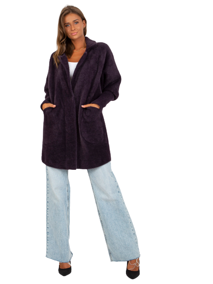 Dámsky teddy coat / kabátik vo veľkosti UNI, tmavo fialový