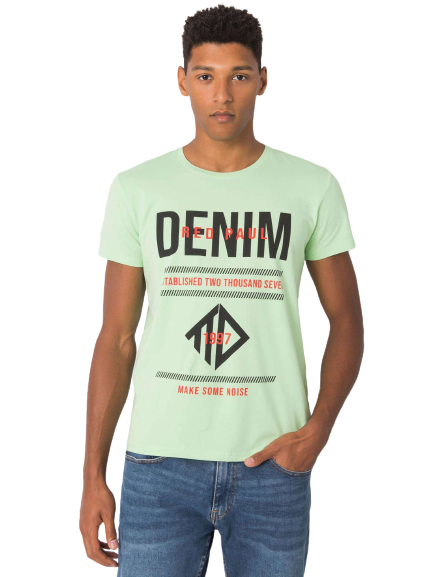 Pánske tričko s nápisom DENIM, mätové