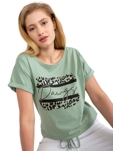 Dámske tričko s leopardím vzorom, zelené