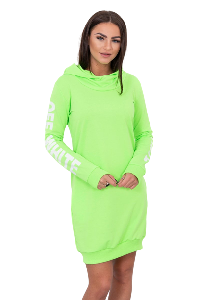 Dámske šaty s nápisom OFF - WHITE, neónovo zelené